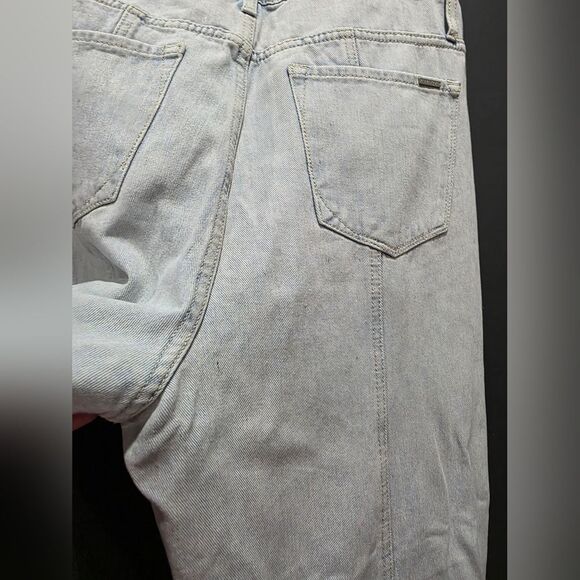 Insane Gene Light Wash Button Fly Denim Jeans Hi Rise Relaxed Tie Ankle 11 29W - Picture 8 of 12